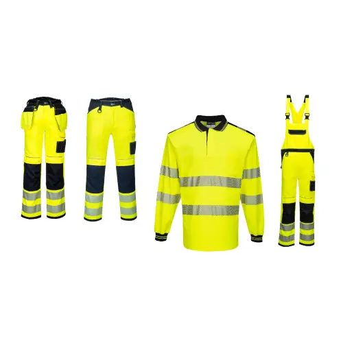 Ubranie robocze koszulka polo z długim rękawem+spodnie do pasa/ spodnie z kieszeniami kaburowymi/ ogrodniczki PW3 PORTWEST (T184, PW340.T501, PW344)